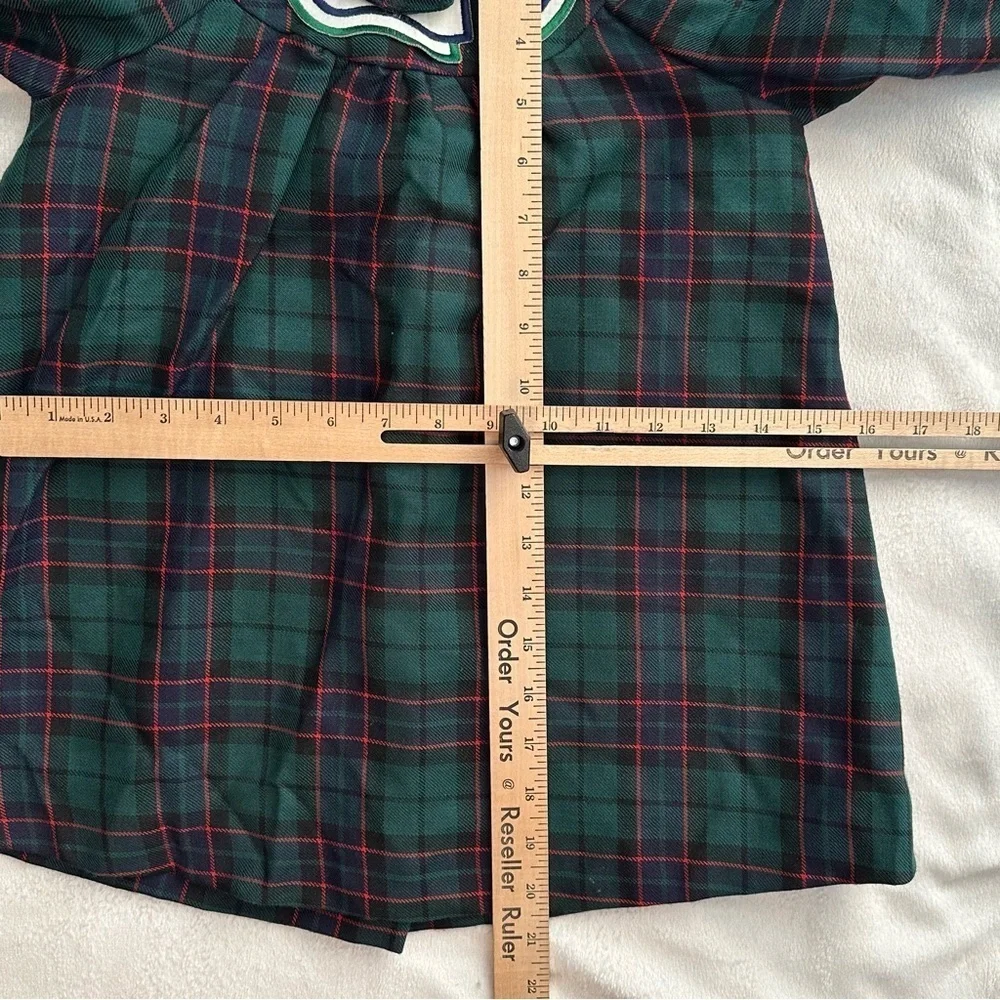 Vintage Saler Italy Wool Tartan Plaid Long Sleeve Bib Dress Toddler Girls 4 blue